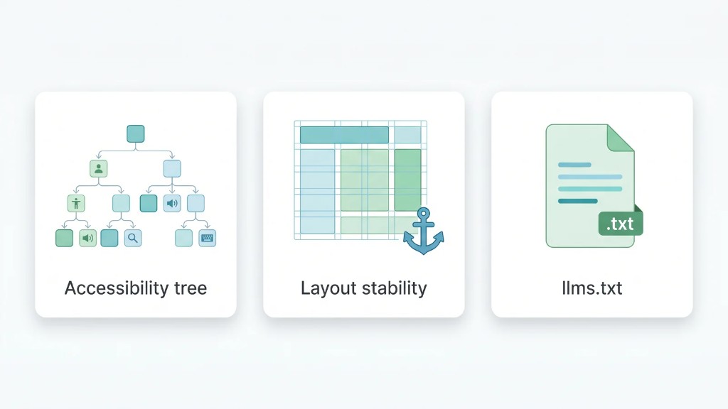Τα τρία default checks του Agentic Browsing: accessibility tree, layout stability και llms.txt